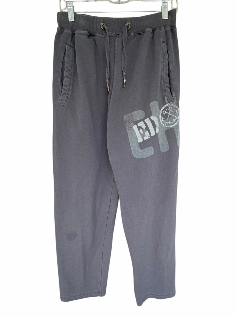 Ed Hardy Washed Charcoal Gray Sweatpants Joggers Graphic Logo Y2K Streetwear